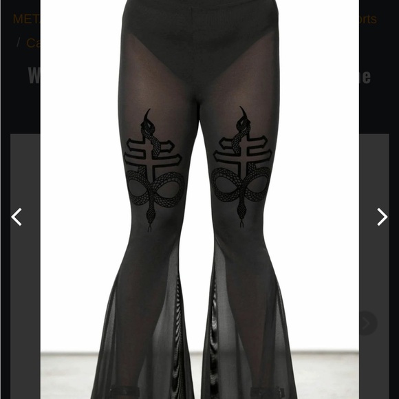 Killstar Pants - Killstar Serpentine Powermesh Black Sheer Flare Pants NWT